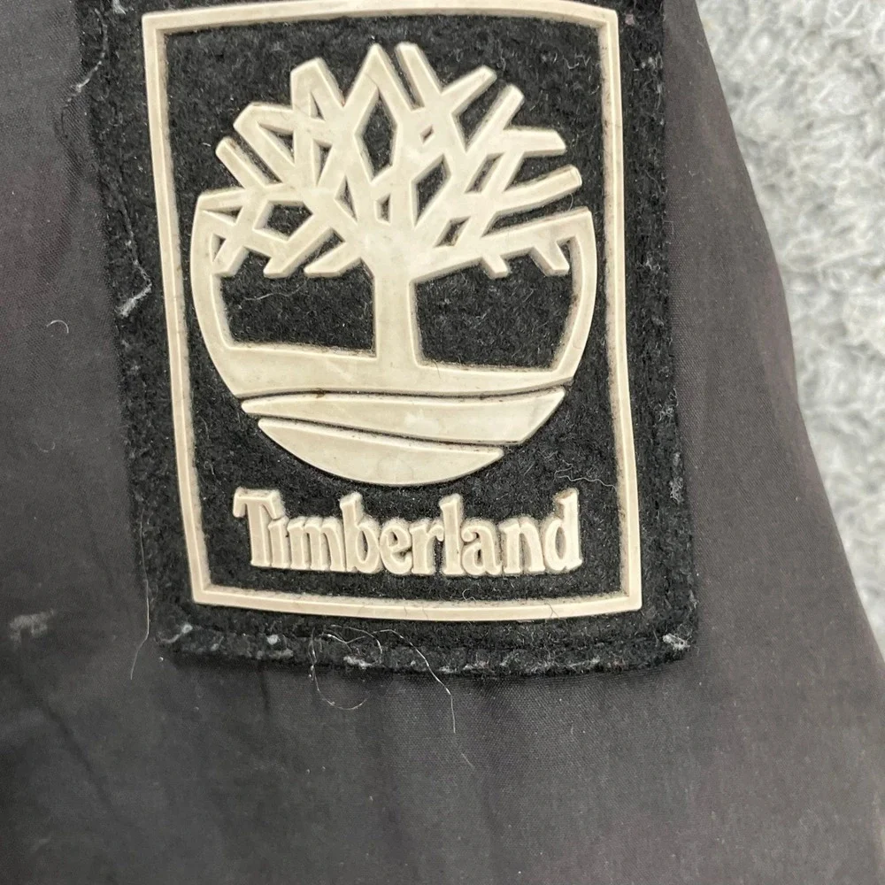 Timberland Hooded Parka Jacket Boys Size S 7/8 Black Insulated Fleece Lined Coat